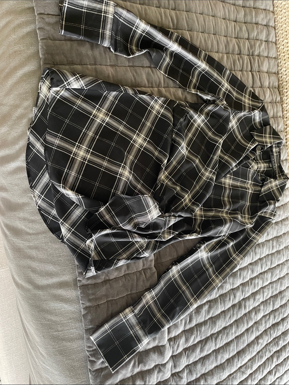 Laundry By Shelli Segal Black and White Plaid Shirt